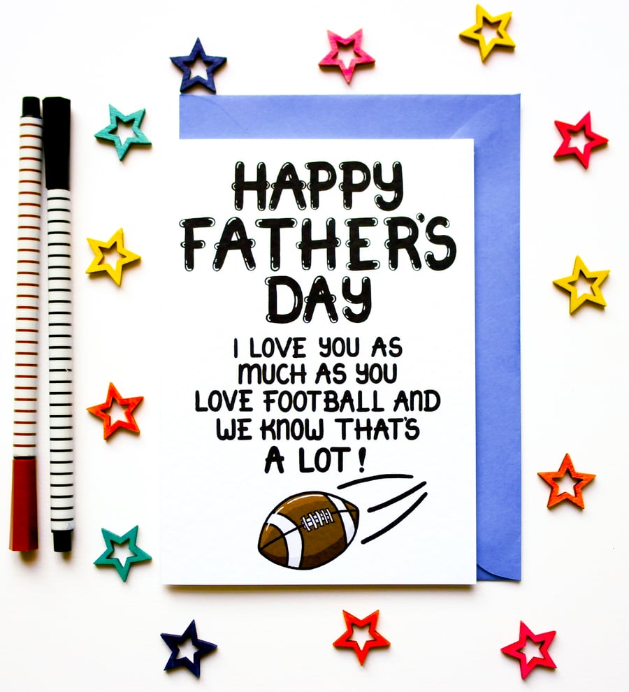 Father's Day American Football Card For A Daddy, Step Dad, Grandpa