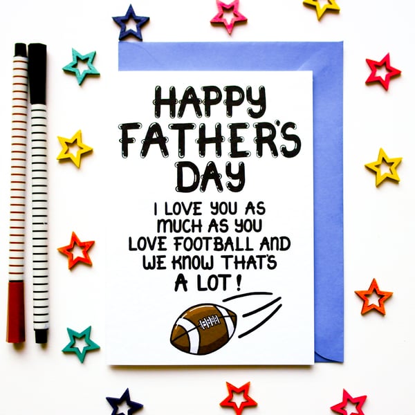 Father's Day American Football Card For A Daddy, Step Dad, Grandpa