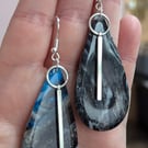 Midnight jewel long teardrop earrings 