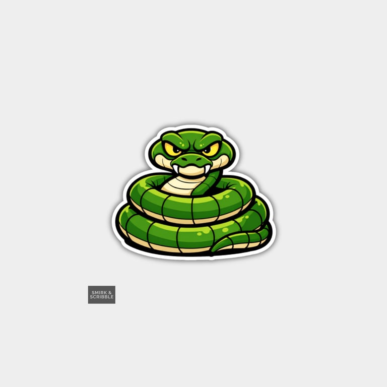 Funny Novelty Vinyl Sticker - Grumpy Snake 