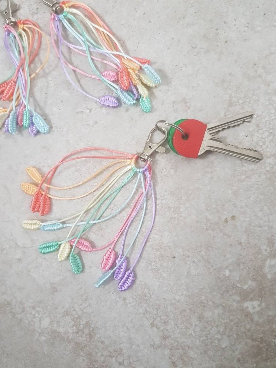 Pastel Rainbow Keyring, Kawaii Keychain, Ombre Pastel Bag Charm