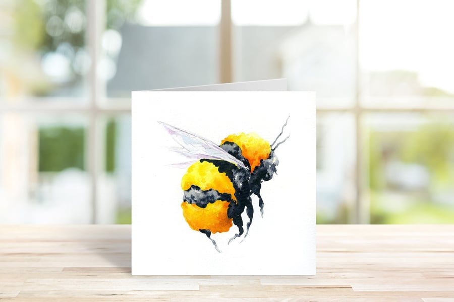 Bumble Bee Blank Greetings Card Watercolour Original Artwork Bees Nature Wildlif