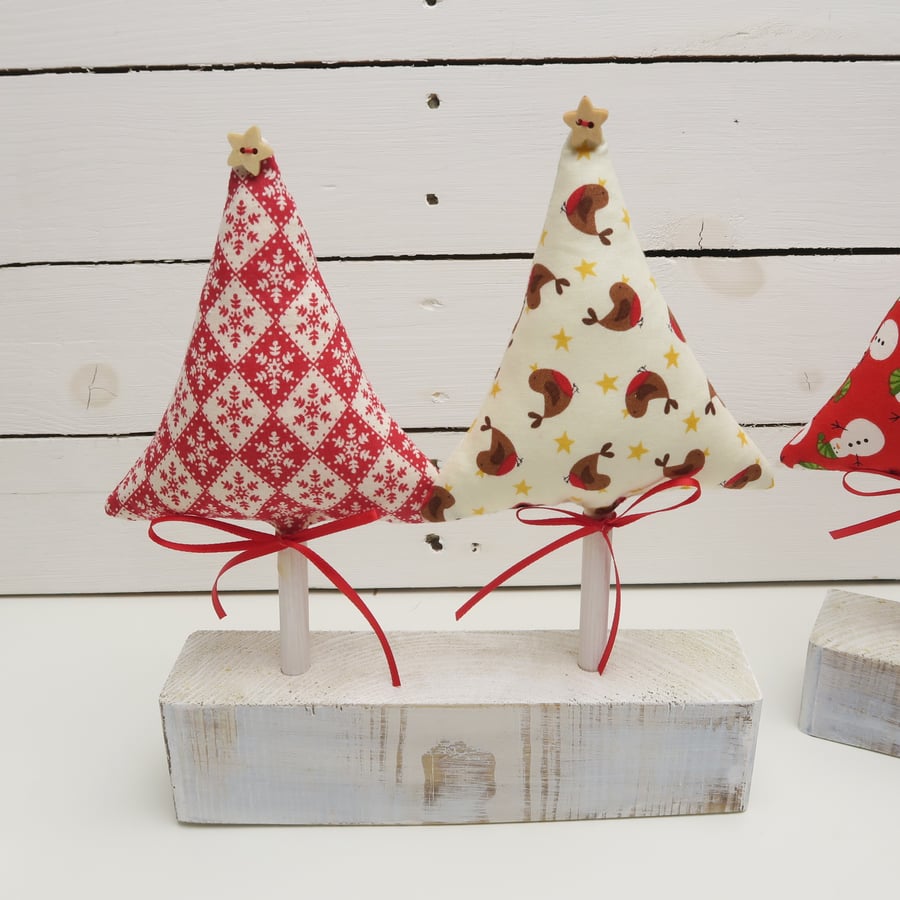 Handmade Fabric and Wooden Double Tree Table Decoration