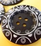 6cm Raised Edge  Dark Brown Patterned Large Wood  Buttons AZTEC pattern - Image 2