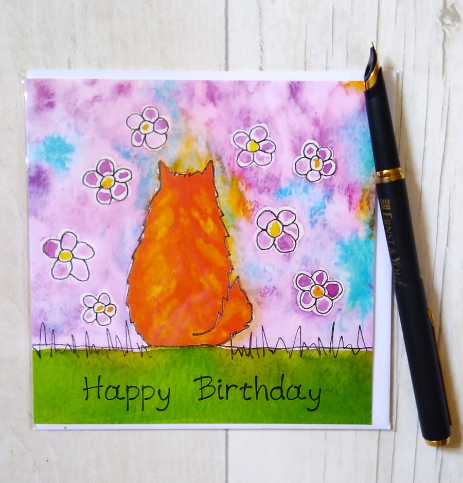 Maine Coon card (printed card).Birthday card. Happy Birthday.