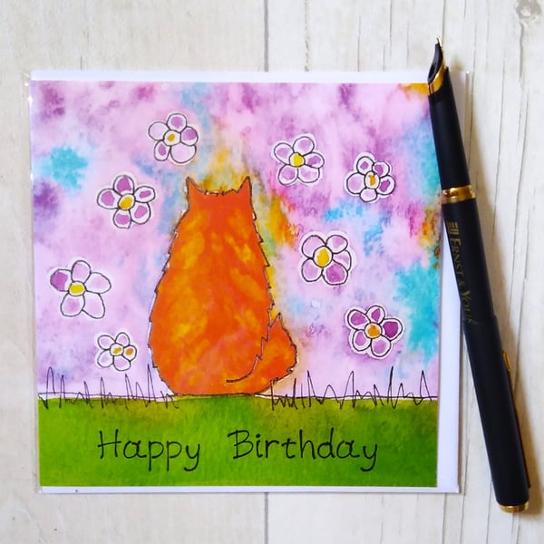 Maine Coon card (printed card).Birthday card. Happy Birthday.