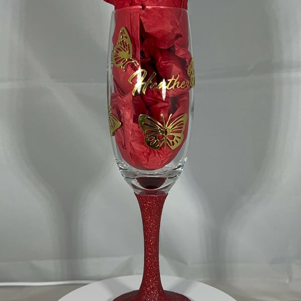 Personalised Classic Butterflies Champagne Glass