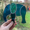 Stained Glass Large Elephant Suncatcher - Handmade Hanging Decoration - Turquois