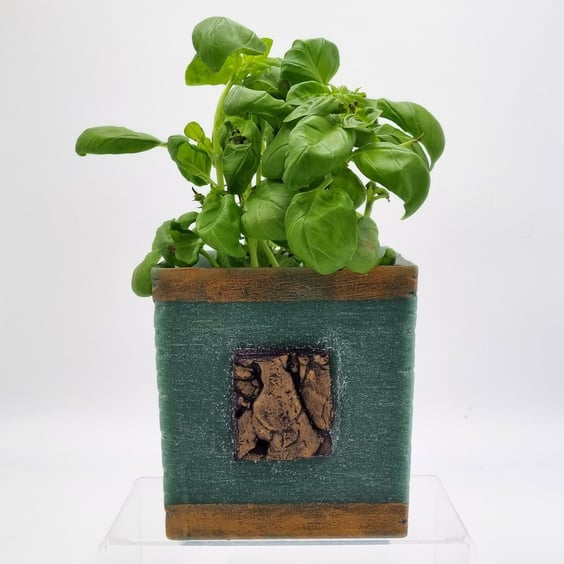 Plant Potholder Square Green Wax Container With Gold Decoration Free Shipping
