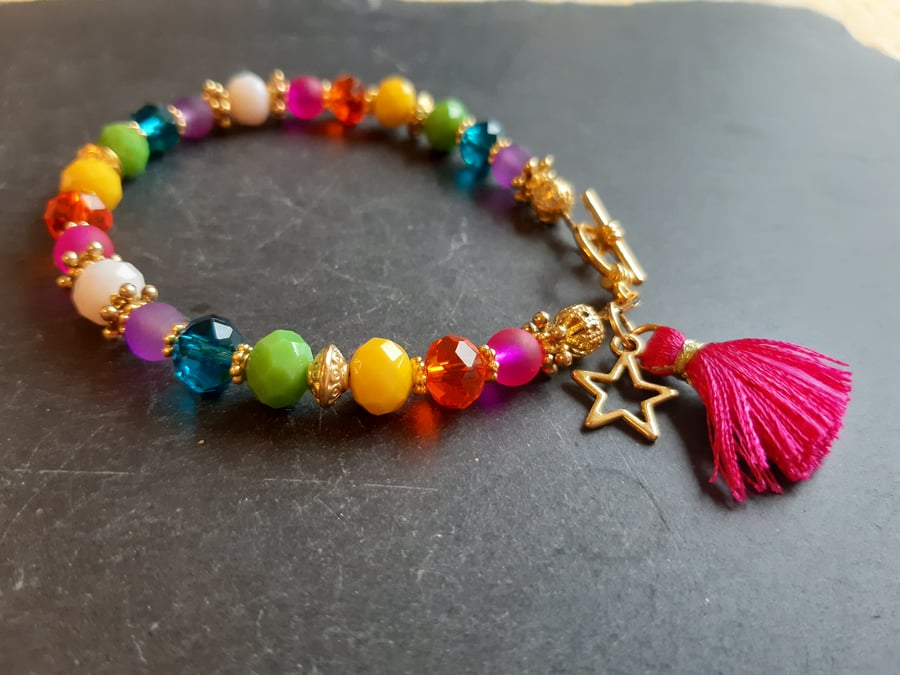 Rainbow Crystal Bracelet Bollywood Chic