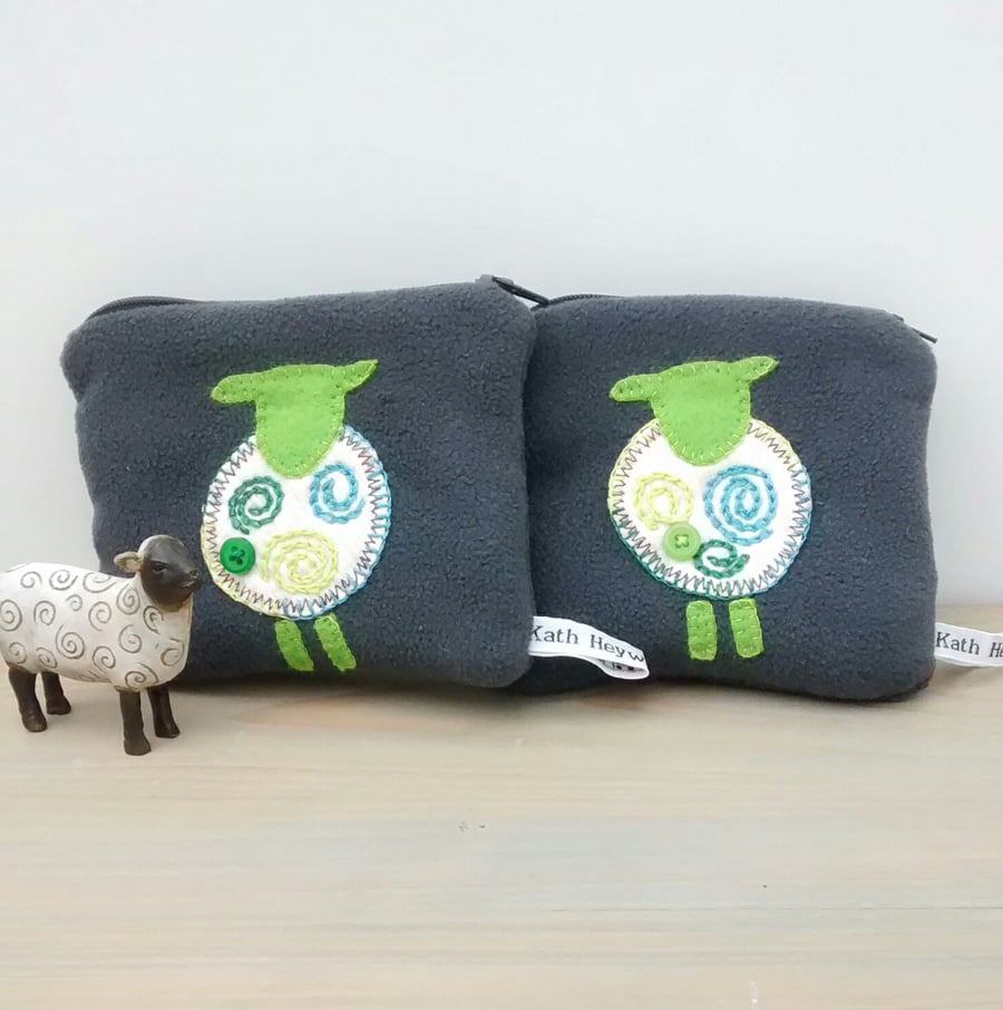 Coin Purse - Appliqued Sheep Design