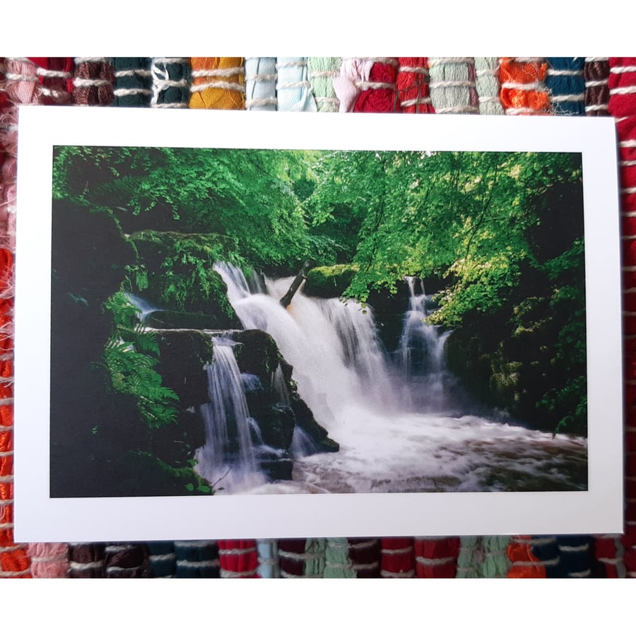 Waterfall in Clydach Gorge, A6 Greetings Card Landscape Photography