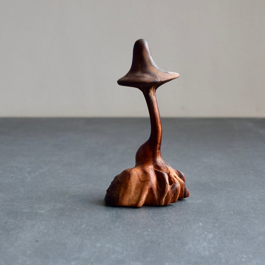 Wooden hand carved mushroom decoration