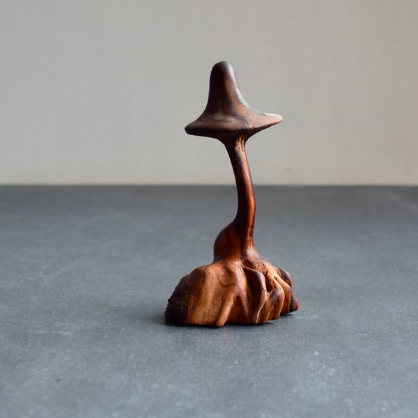 Wooden hand carved mushroom decoration