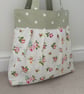 Tote Bag, Pleated Tote Bag, Hand Bag, Day Bag, Floral, Magnetic snap fastening
