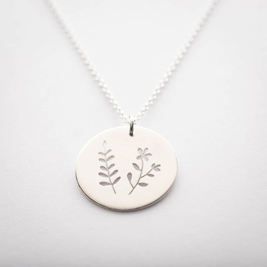 Eco Silver Flower and Leaves Necklace