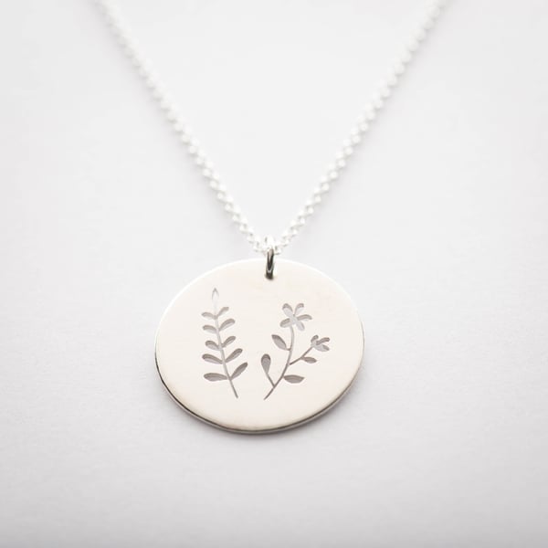Eco Silver Flower and Leaves Necklace
