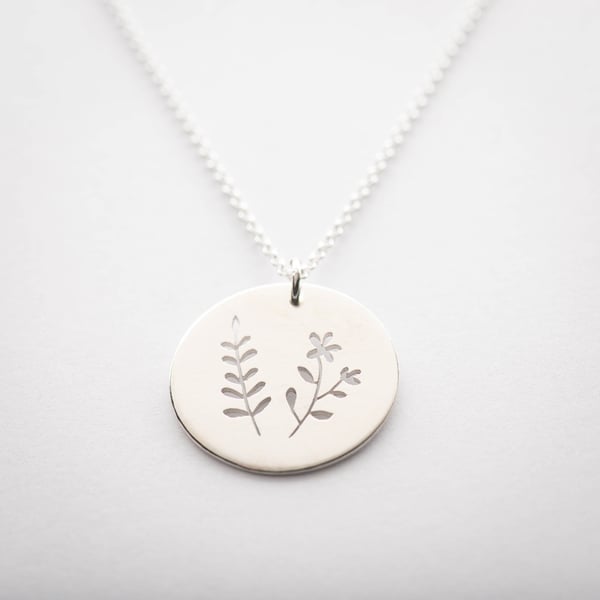 Eco Silver Flower and Leaves Necklace