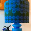 RARE Retro Blue Green Daisy 60s 70s VERDURE Heals Vintage Fabric Lampshade