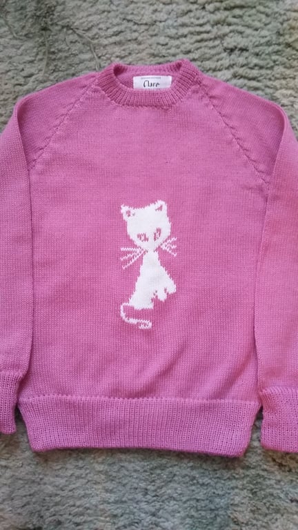 Cat Jumper made to order in any colour, machine wash wool or cotton