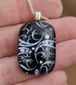 Handmade Silver sweet pea dichroic glass pendant, fused glass necklace SKU F19 - Image 3