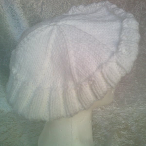 White Aran Beret