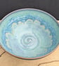Large turquoise green toasted bowl