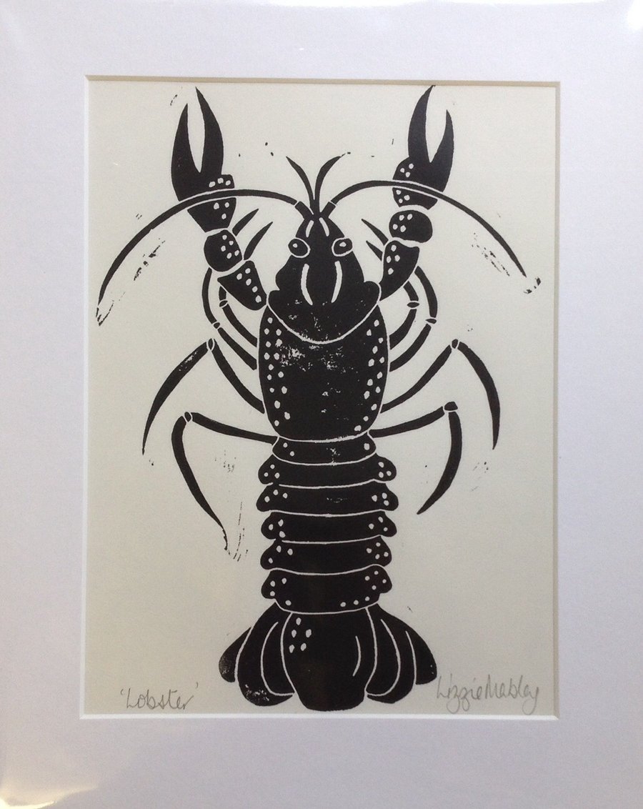Lobster lino print 