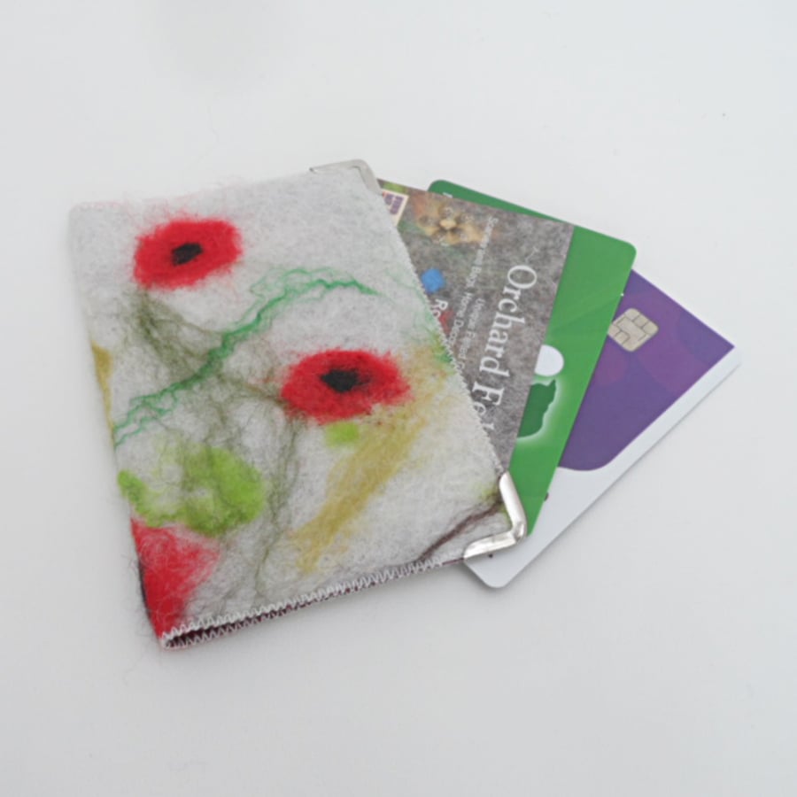 Card Wallet for Business cards, credit cards, ID, Poppy design 