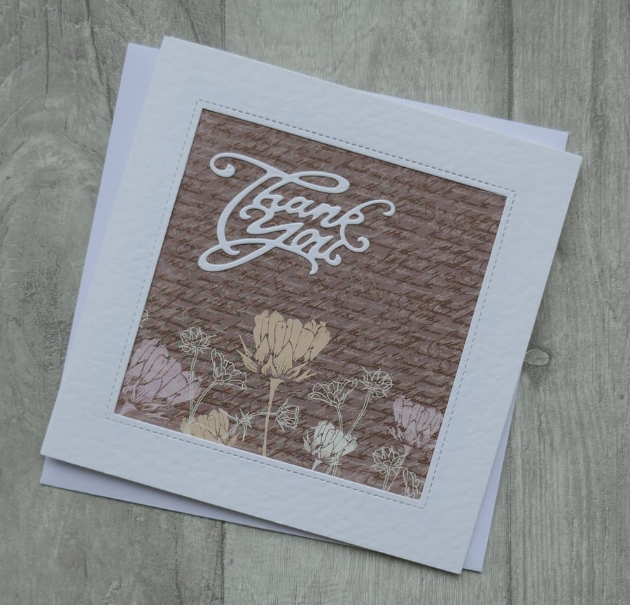 Peach, Pink and Cream Floral 'Thank You' Card