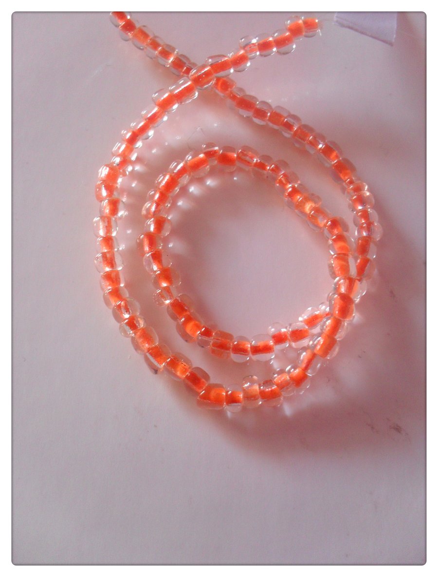 500 x Glass Seed Beads - Colour-Inside - 4mm - Orange 
