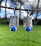 Oxidised sterling silver and lapis lazuli industrial look earrings - Image 4