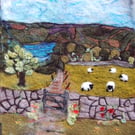 Large  Needle felt and embroidered picture -  Path to the Lake- textile art