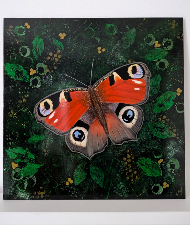 Peacock Butterfly Acrylic Painting