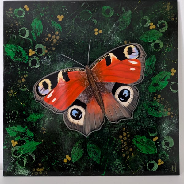 Peacock Butterfly Acrylic Painting