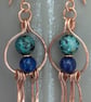 Handcrafted Copper Dangle Earrings with Lapis Lazuli & African Turquoise Jasper - Image 5