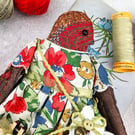 Bobbin,  A  Tiny Hand Embroidered Robin Folk Art Doll