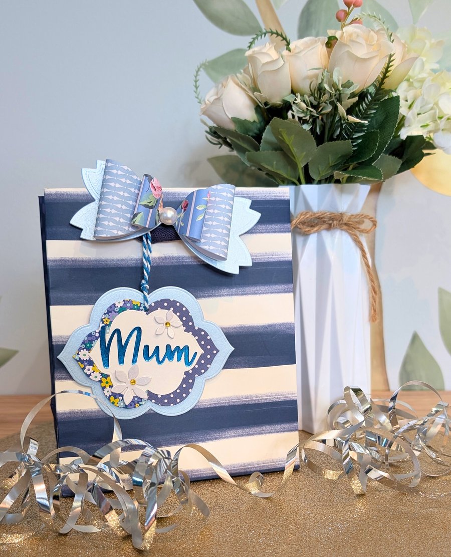 Blue Patchwork Personalised Gift Tags and Bows