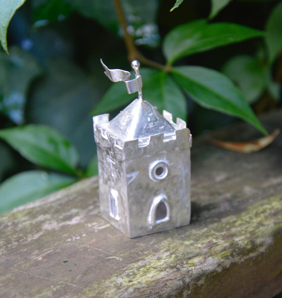 Sterling silver Castle Christening box 