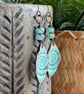 Ocean-Inspired Ceramic Fossil Earrings with Dyed Quartz and Brass Earwires - Image 5