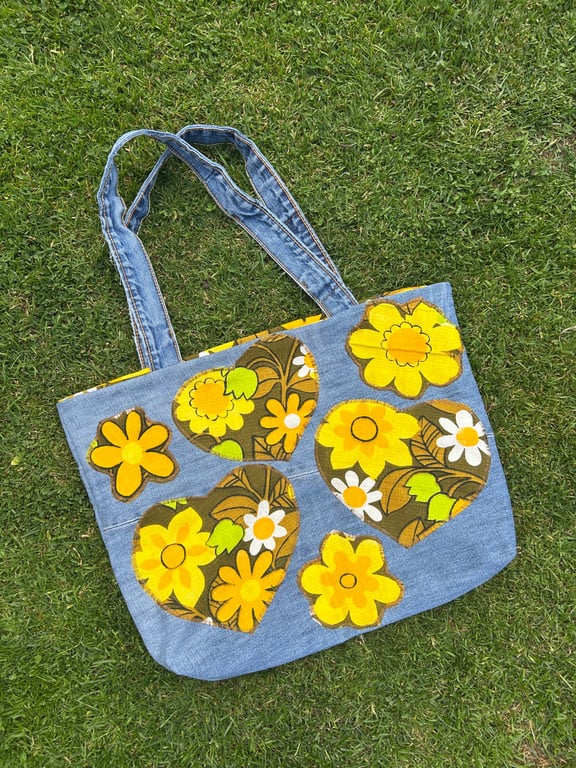 Retro style tote bag - Vintage style - Upcycled 