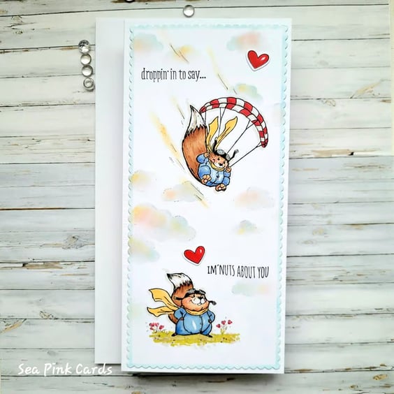 Squirrel Anniversary Card - handcrafted funny anniversary, birthday, valentine 
