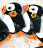 Super cute puffins- fused glass hanging decoration