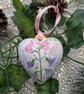 Sweet pea hand-painted ceramic heart ornament - Image 6