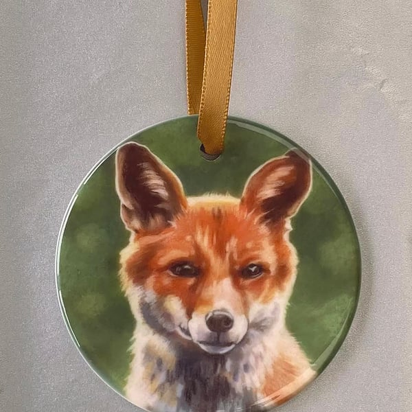 Seconds sale - Fox ceramic hanging ornament 