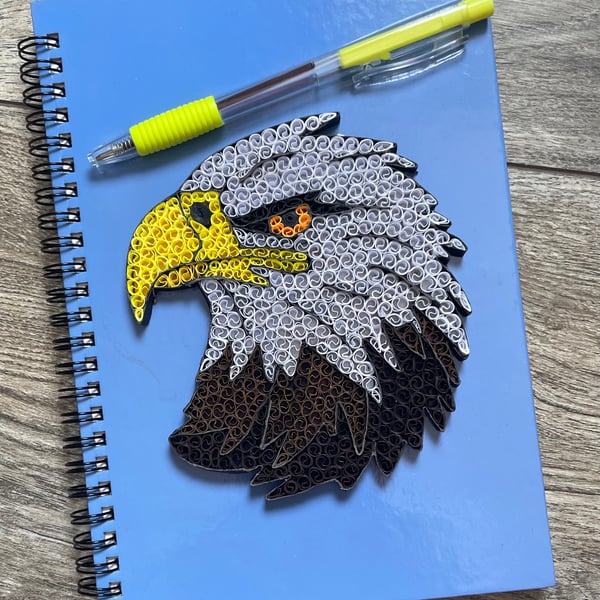 Stunning Handmade Quilled Eagle Notebook & Pen Set  Size A5 