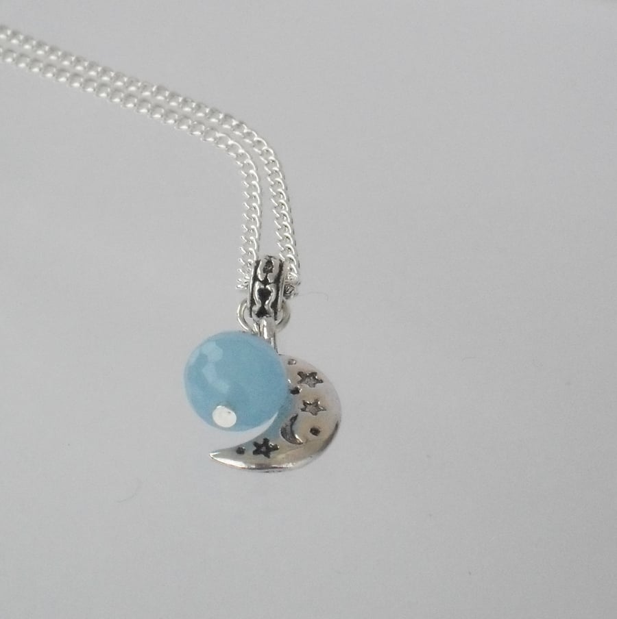 CELEBRATION HALF PRICE OFFER: Blue Moon charm Necklace - with blue quartz