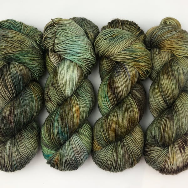 Hand Dyed Yarn: 4ply Merino Nylon - Forest Floor. Sock Yarn,  Merino Wool 