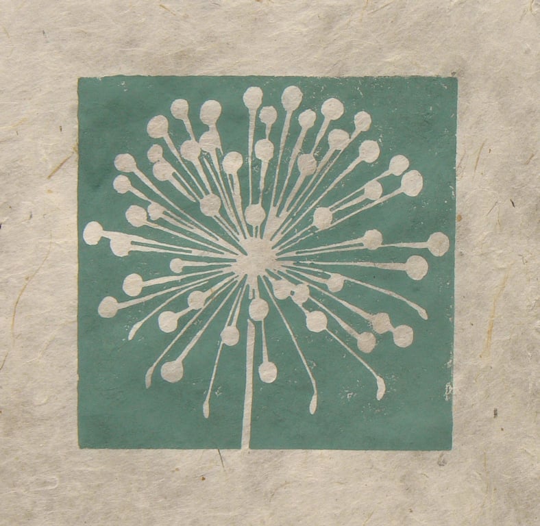Allium seed head mini linocut print