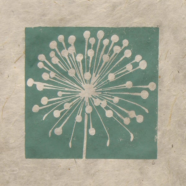 Allium seed head mini linocut print